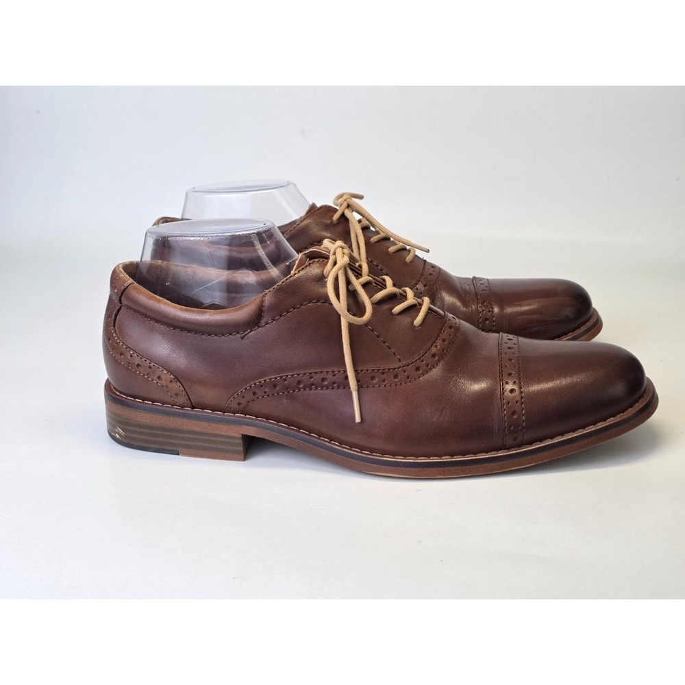 GH Bass Banks‎ Men's Dress Shoes Size 10 M Brown Leather Cap Toe Lace Up Oxford